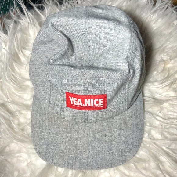 Men's Skate Hat - Yea.Nice Brand - 5 Panel Cap - Red Logo - Picture 1 of 4